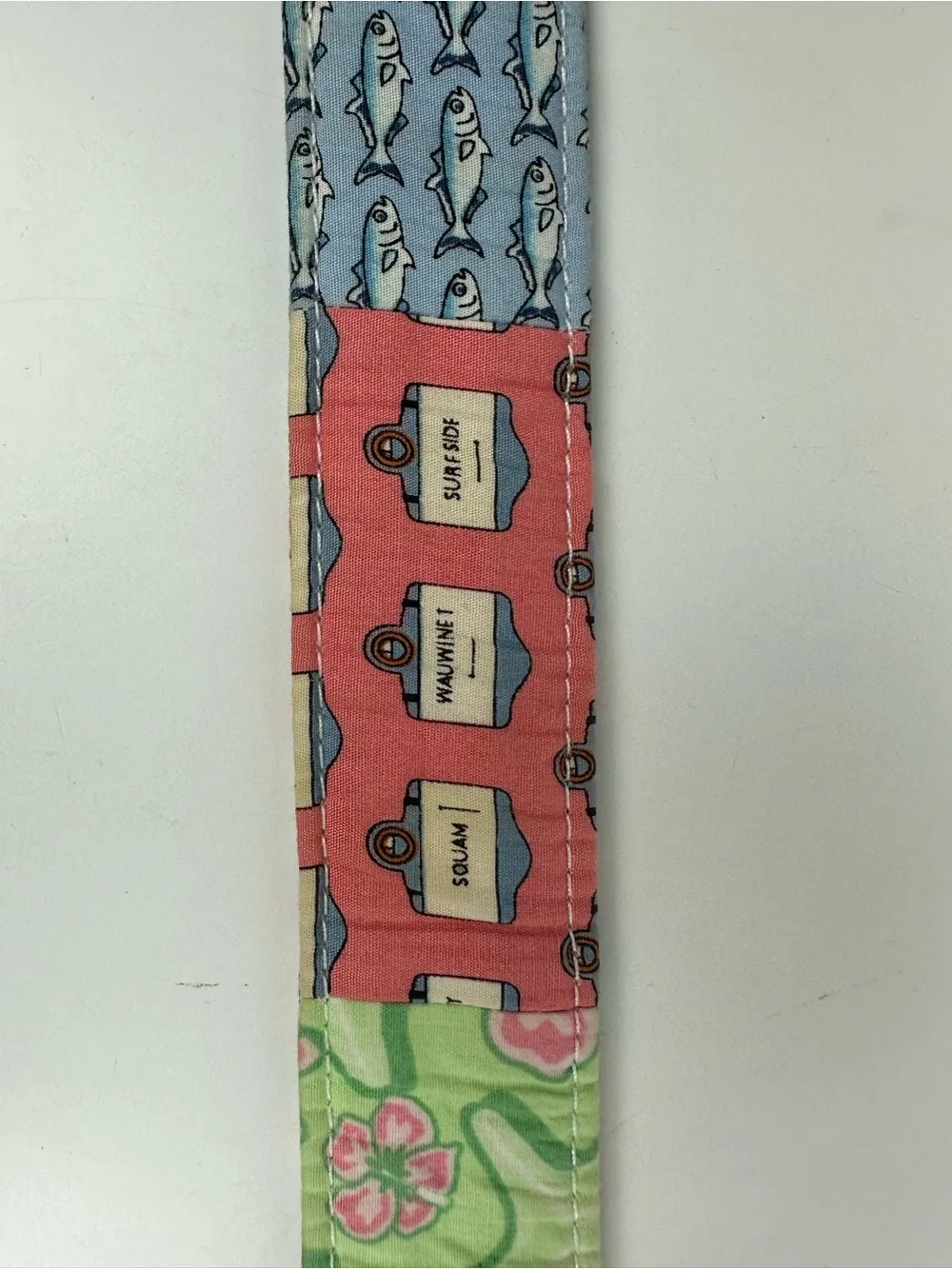Vineyard Vines PatchworkNantucket D-Ring Fabric Belt in Pink, Blue, Green